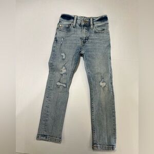HM Blue Distressed Straight-Leg Jeans